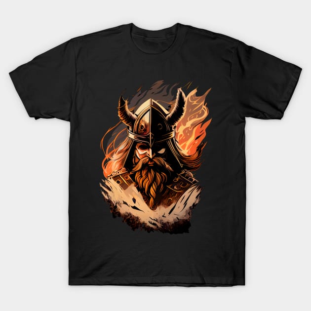 Dark Fire Viking T-Shirt by MLArtifex